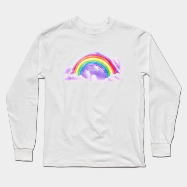 Fuck Off Rainbow Aesthetic Long Sleeve T-Shirt by DankFutura